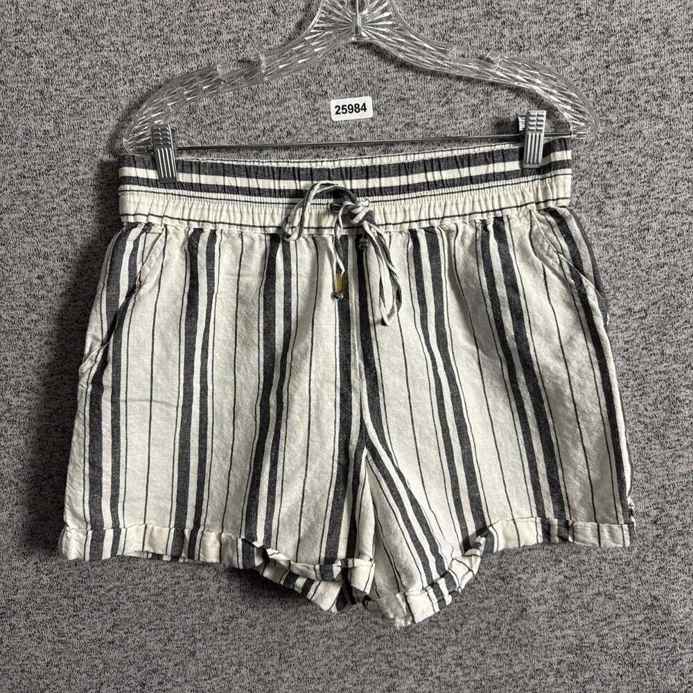 Maeve Women's Medium Striped Linen Blend 4" Inseam Summer Shorts With Pockets